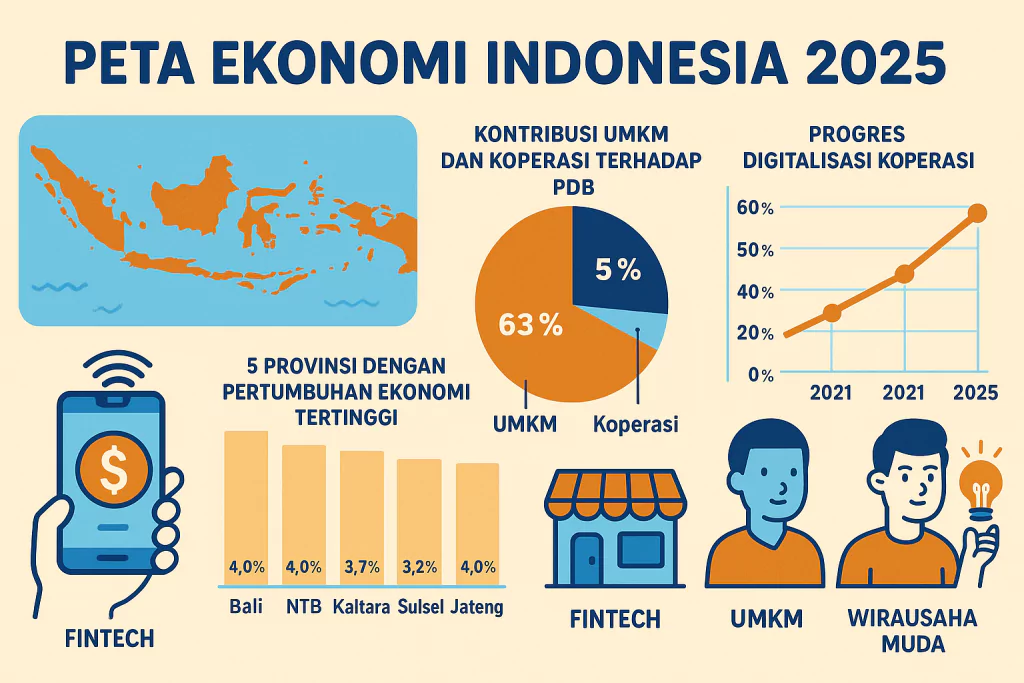 Infografik Ekonomi Indonesia: Peran Strategis UMKM dan Koperasi di 2025